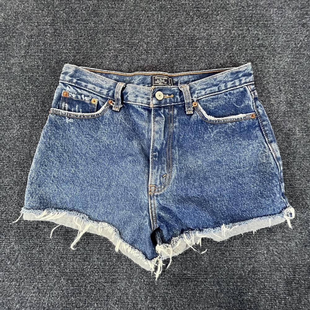 Abercrombie & Fitch Shorts Womens 4 Blue Annie High Rise Distressed Denim Jean